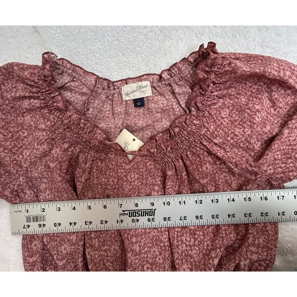 Universal Thread Womens Floral Balloon Sleeve Ruffle Blouse Top Small Pink New - Picture 6 of 7